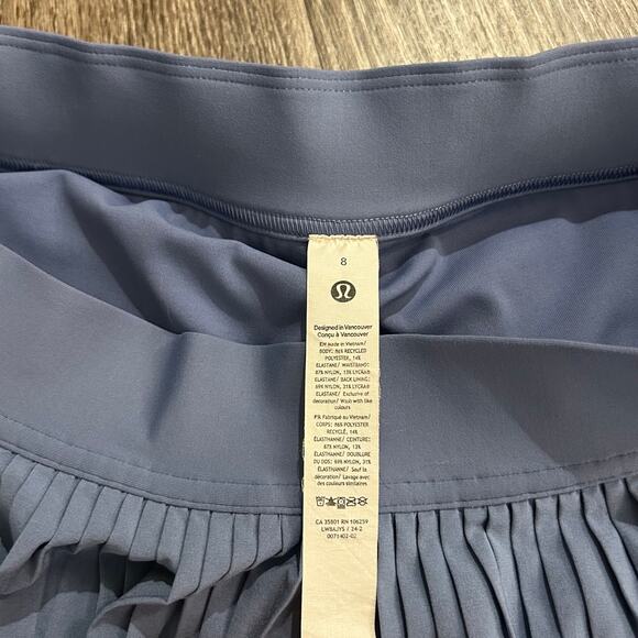 EUC Lululemon Oasis Blue Varsity Pleated Tennis Skort 8 Hi-Rise Athletic Skirt - Picture 11 of 16